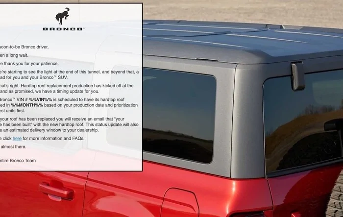 Ford begins sending Hardtop Replacement emails to Bronco customers today