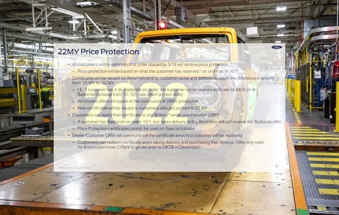 2022 Bronco Price Protection Announced