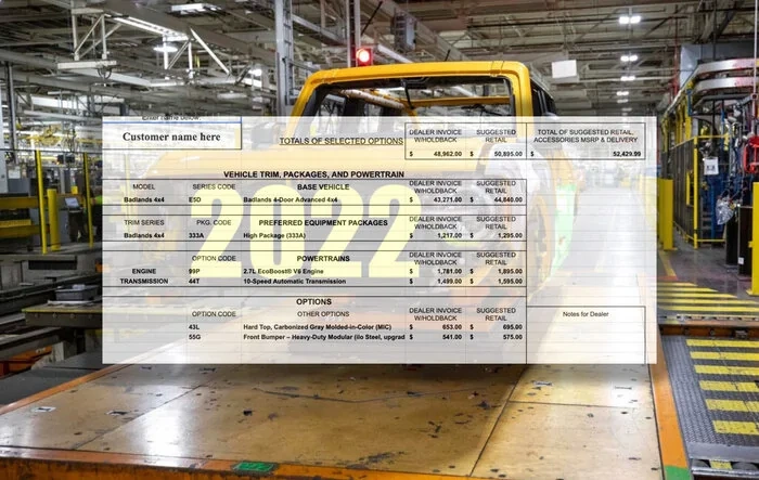 2022 Bronco Pricing Spreadsheet w/ Accessories