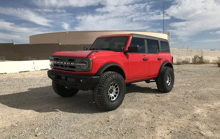 Race Red on 37’s and FordBroncoLifts level lift kit - 3" front / 2" rear staggered lift