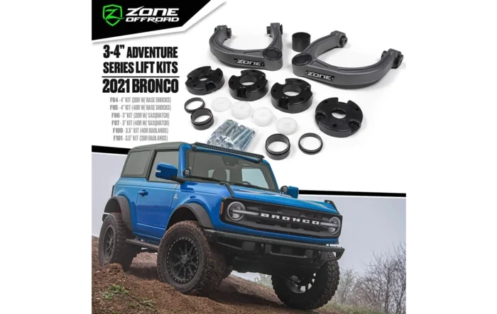 Zone Offroad 3" 3.5" and 4" Lift Kits for 2021 Bronco (Sasquatch and Non-Sasquatch)