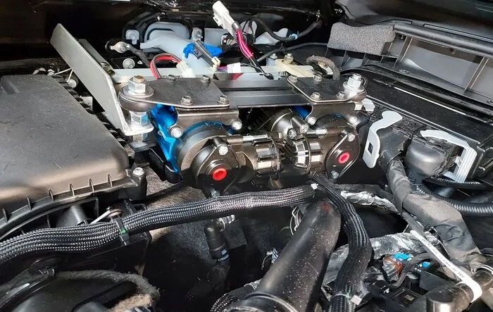 ARB Dual Compressor Installed - Under Hood 2.7L Engine Compartment