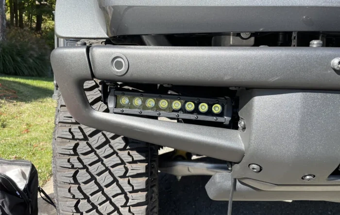 8" LED driving lights installed in MOD (heavy duty modular) bumper