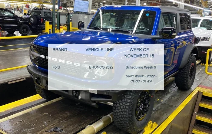 ⏱ 2022 Bronco Scheduling Upcoming Week (11/15) For 4 Build Weeks in January!