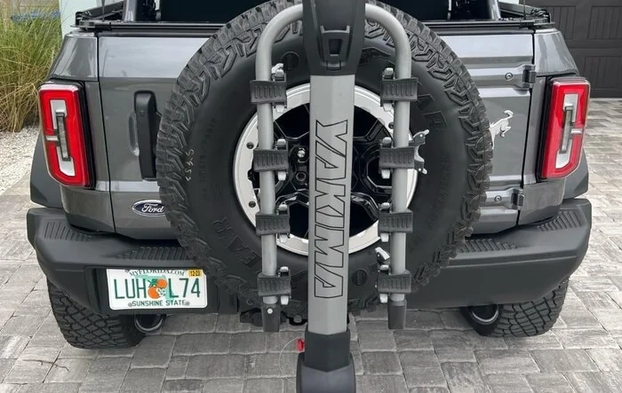 Installed Yakima Tilt-Away Bike Carrier & Yakima StraightShot Hitch Extender - Bronco w/ SAS