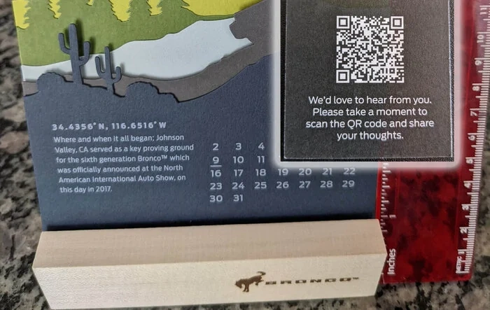 Calendar gift received from Ford, with invite to satisfaction survey - Here's the Link 🔗