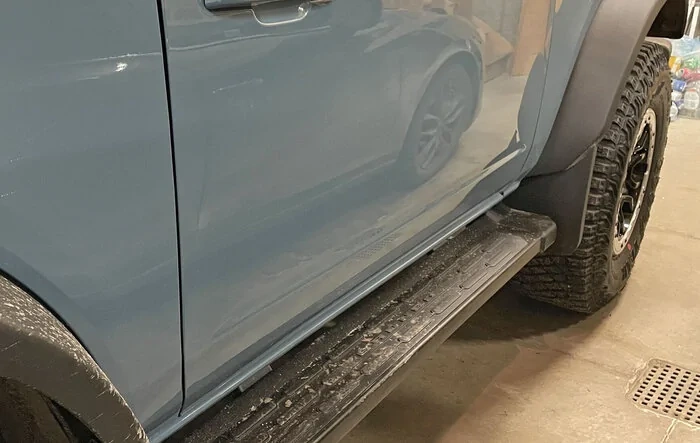 Ford OEM Mud Flaps / Splash Guards trimmed to fit OBX Sasquatch with side steps