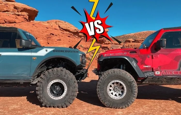 Built Badlands with 40's (non SAS) vs built Jeep Wrangler on the rocks