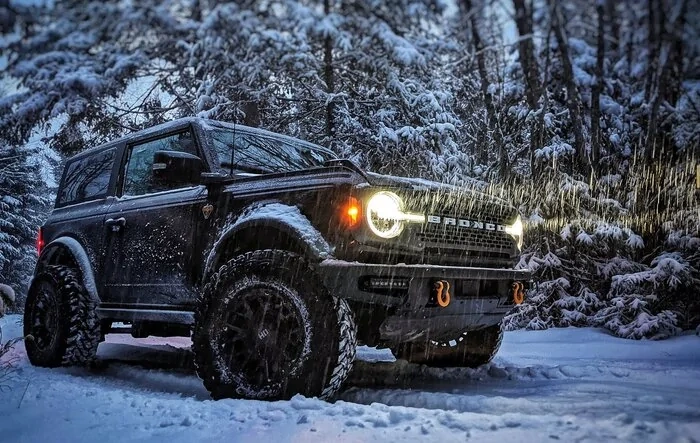 Badlands Action in a Snowstorm