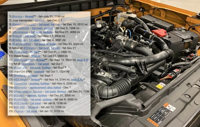 2.7L blown engine failure list . . 68 so far [Updated: December 13, 2022]