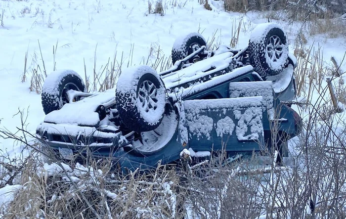 First a deer and now Bronco rollover. Stay safe out there! ❄