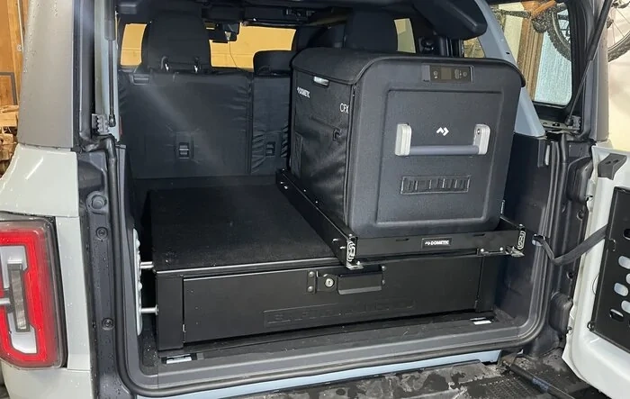 Installed fridge slide on top of Tuffy cargo security drawer