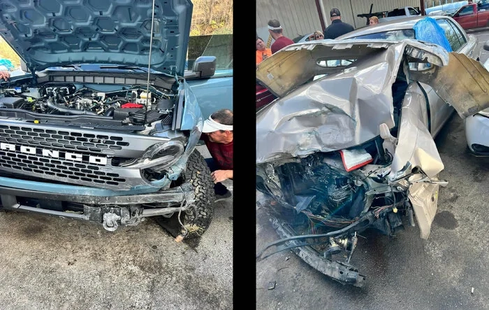 Bronco totaled in head-on collision accident, but you should see the other guy! [Updates From Owner]