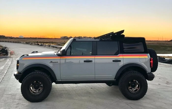 Underground Graphics 3-Bar Sport Retro Stripes on Cactus Gray BD, SAS flares, 2" lift, 35" BFG KO2, 17x9 Fuel Block