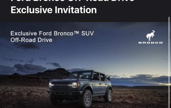 Email invite: Exclusive Bronco Off-Road Drive @  Iron Mountain Resort, Dahlonega, GA [March 3-8]
