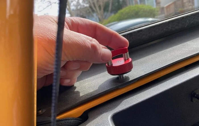 Rockworkx hard top bolts installed. Removable by hand
