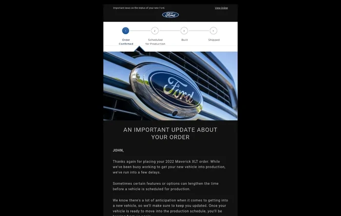 "Here's the Latest On Your Vehicle" spam email from Ford