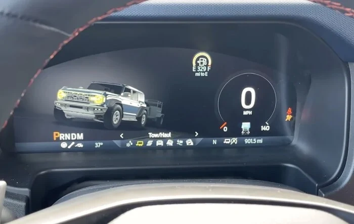 Video: Bronco Raptor 12" digital gauge cluster demo at the 15:35 min mark .. super cool