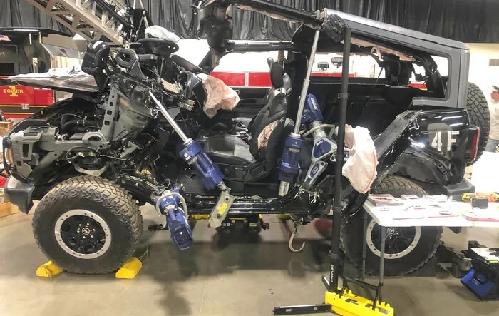 What the Bronco looks like cut open using firemen rescue tools