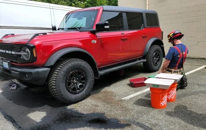 PSA: Gas Tank Got Drilled by Gas Thieves [WARNING: NO PROMOTING VIOLENCE or POLITICS]
