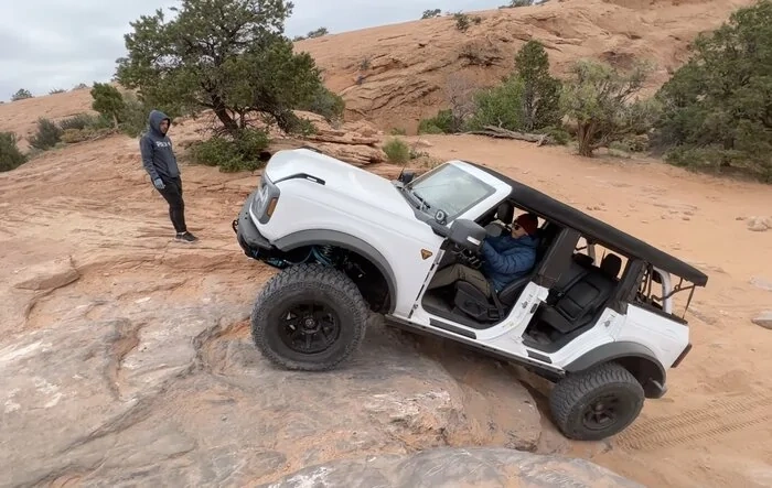 Ran Steel Bender Trail in Moab, UT in Bronco Badlands Sasquatch