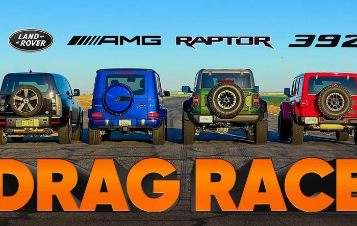 Drag Race: Bronco Raptor vs G63 AMG vs Wrangler 392 vs Defender V8 by Hagerty
