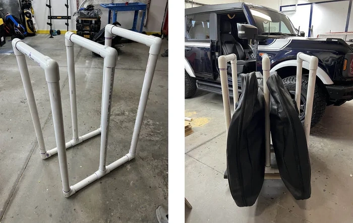 Door Storage Holder PVC Cart for Garage - DIY Instructions & Photos