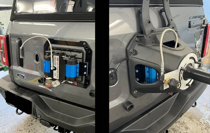 Pre-order live!! A new innovative ARB Twin Compressor mount (within spare tire mount)