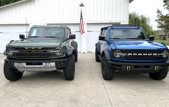 Day 1 Reservation Holder = Bronco Raptor delivered in Eruption Green (vs Wildtrak & F-150 Tremor pics)