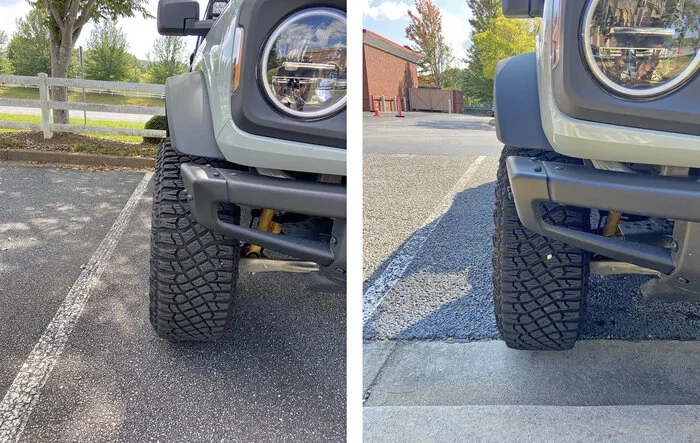 Sasquatch before and after 35mm wheel spacers