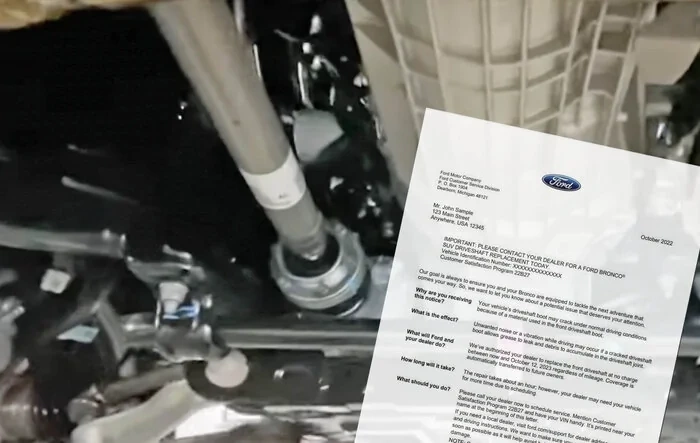 INCOMING: Driveshaft Recall (Customer Satisfaction Program 22B27) - replacement needed to avoid cracked boot