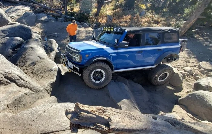Group of Broncos on Rubicon Trail Loon Lake to Little Sluice