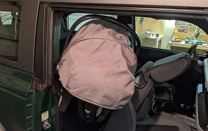 Rear Facing Child Seat & Stroller in a 2-Door Bronco -- My Experience