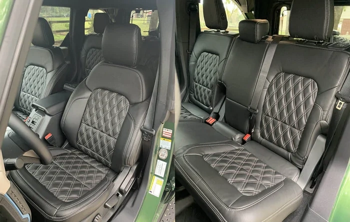 Katzkin Black Leather Diamond Double Stitch Installed ♦