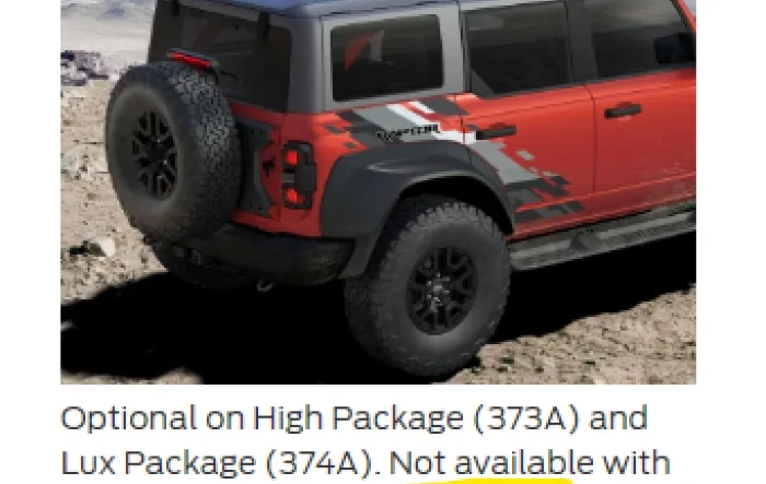 Bronco "Raptor Code Orange Appearance Package" and "Raptor Blackout Appearance Package" Spotted in Ford Order Tracker