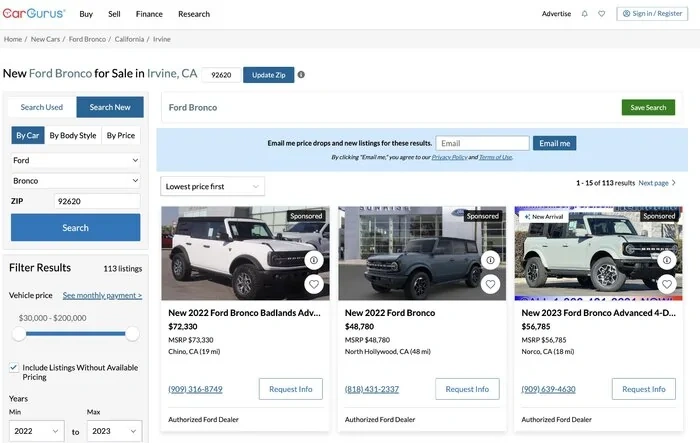 Ford Had 4 of Top 10 Most Viewed New Vehicles in 2022, Including the Bronco [CarGurus Report]
