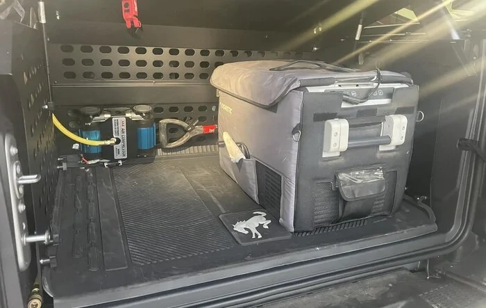Installed Ford (Tuffy) Rear Compartment Molle Kit with lid, Tailgate Table & ARB Dual Compressor in my Bronco Raptor
