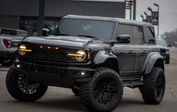 Blacked-Out Bronco Raptor Street Setup Build w/ painted flares, front skid, grille, top, lights