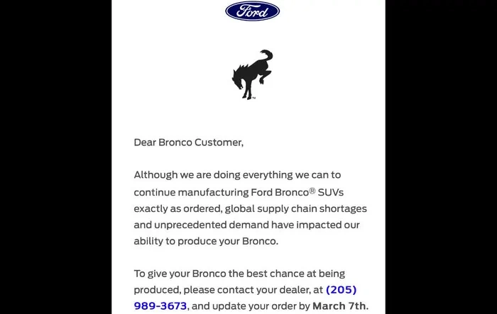 Just received: Change your order or else email from Ford- Round 2