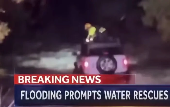Bronco caught in flood waters, driver rescued by air