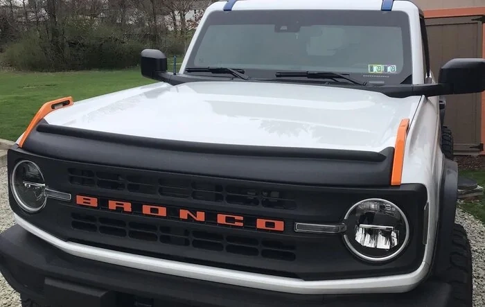 Installed the Ford Hood Protector Aeroskin II Trail Armor Textured Black For Bronco 2021-2023