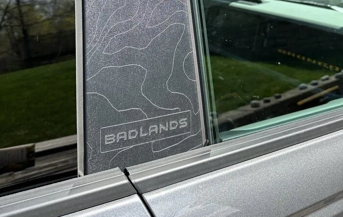 Laser-Etched Topo of Badlands B-Pillar with Matching Hood/Rockers