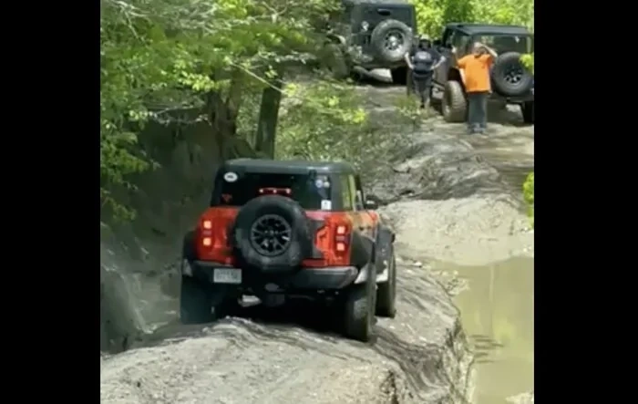 Bronco Raptor off roads at Windrock Trail 27. Flares show toughness [video + photos]