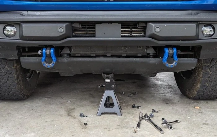 OEM Steel bash plate modified to fit standard plastic bumper