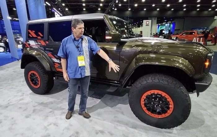 Shelter Green 2024 Bronco Raptor w/ Code Orange Appearance Package - Inside Out @ Detroit Autoshow