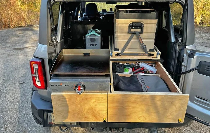 DIY slide out kitchen w/ Blackstone Griddle for overlanding