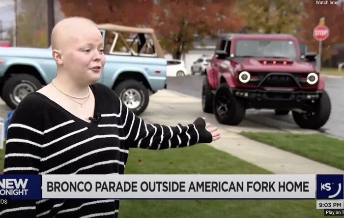 I think i got something in my eye... Teenager with terminal cancer who loves Broncos surprised with parade outside her home