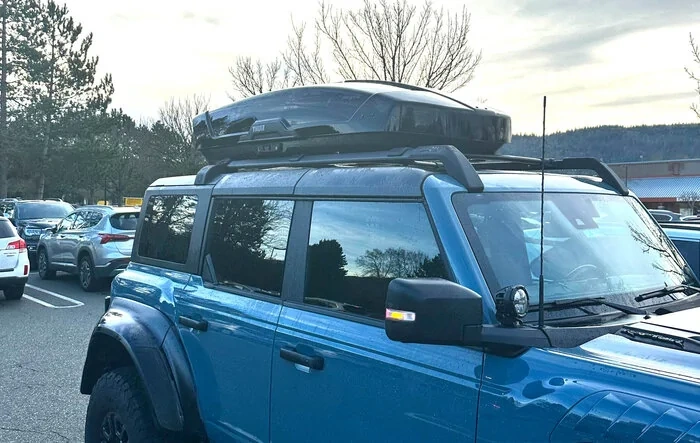 Ford OEM roof rack with Thule Roof Box