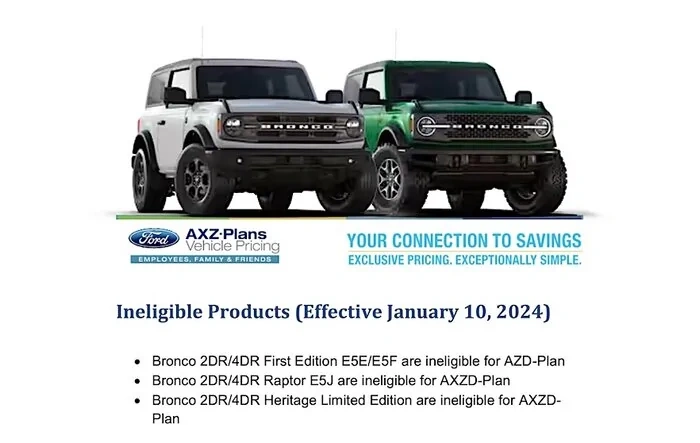 X-Plan Pricing Now Available on Most Ford Bronco Models (Excludes: Raptor, Heritage LE, First Edition) - Effective January 10, 2024