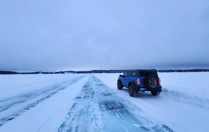 Frozen Alaskan lake, 82 MPH, ice race track